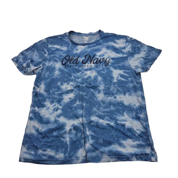 Old Navy Tie-Dye Logo Crew-Neck T-Shirt Blue Soft Washed Size Medium - Picture 1 of 7
